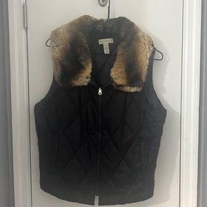 Brown vest with fur collar